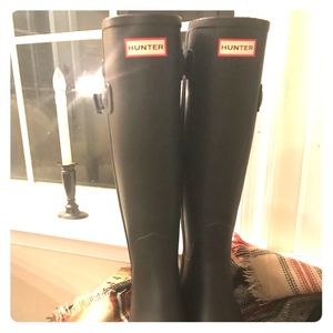 Hunter Original Refined Tall Black Rain Boots sz9